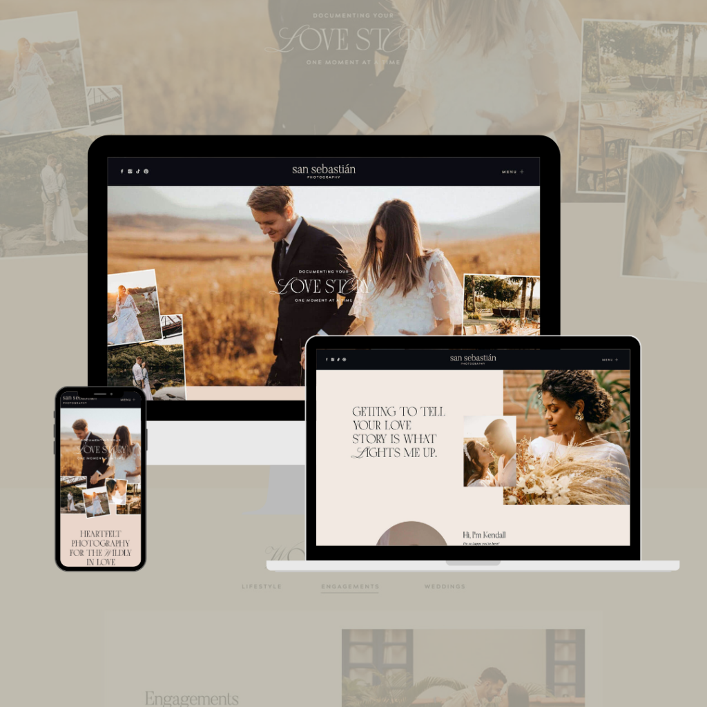 Showit template for wedding photographers
