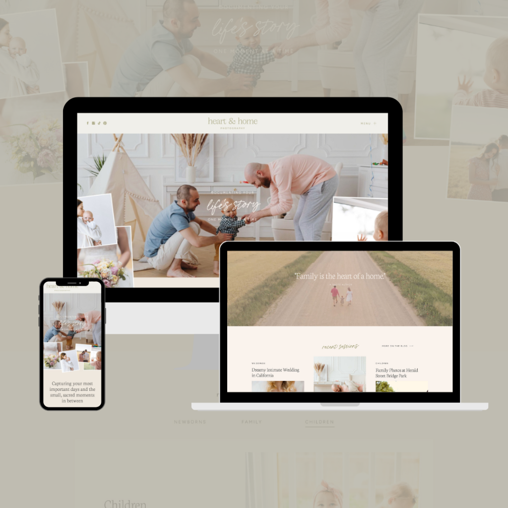 Showit template for family photographers
