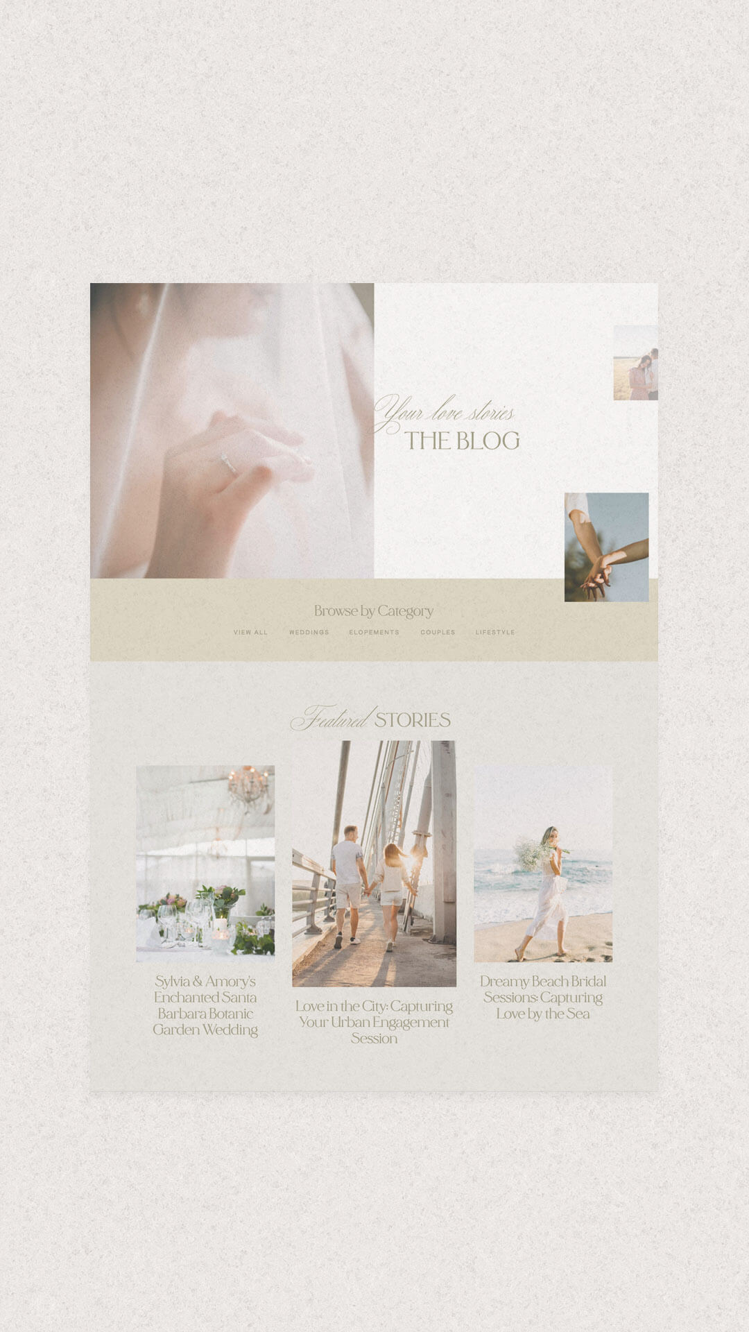 Screenshot of a Showit website template for wedding photographers