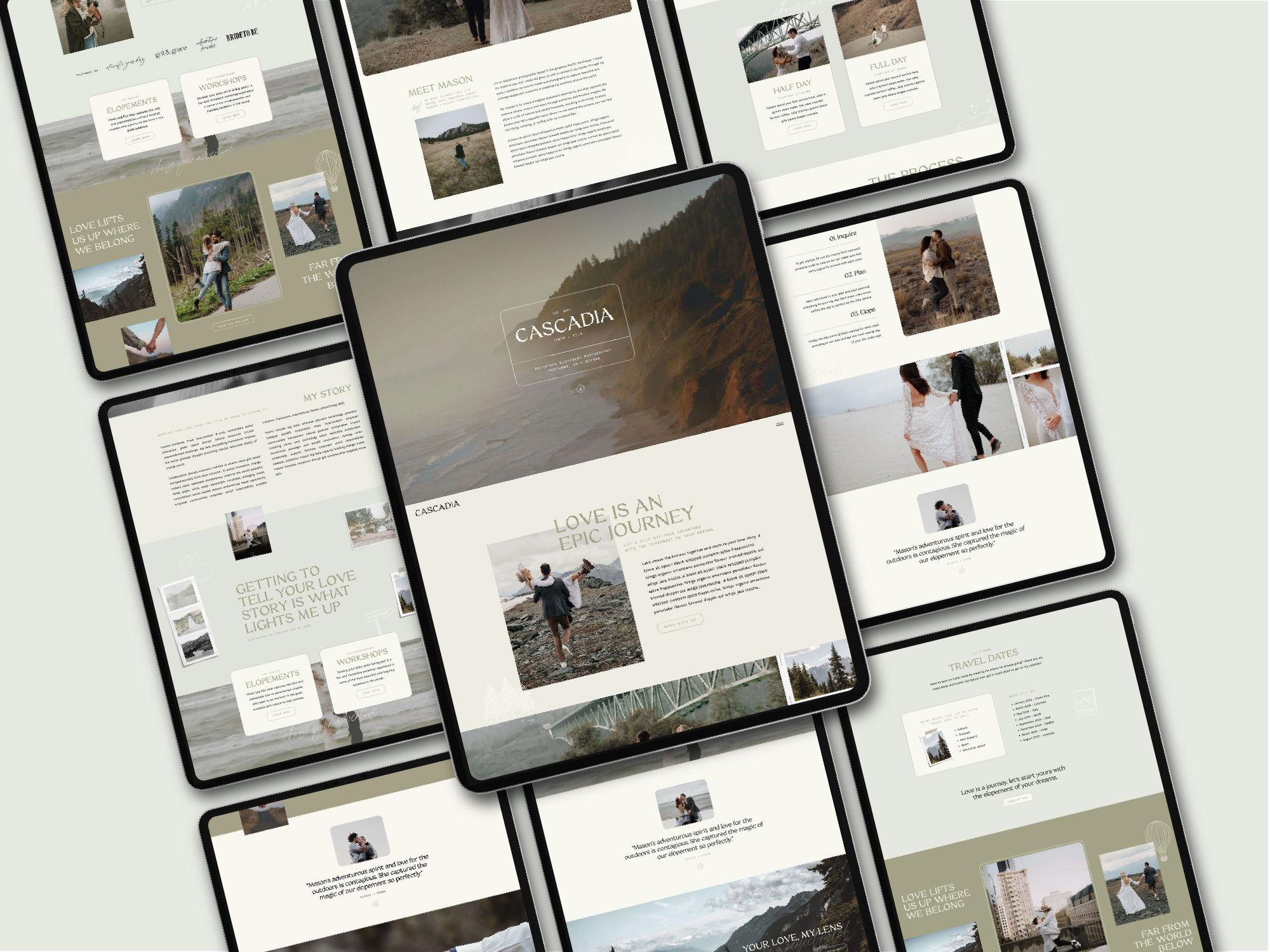 Cascadia Showit website template for elopement photographers