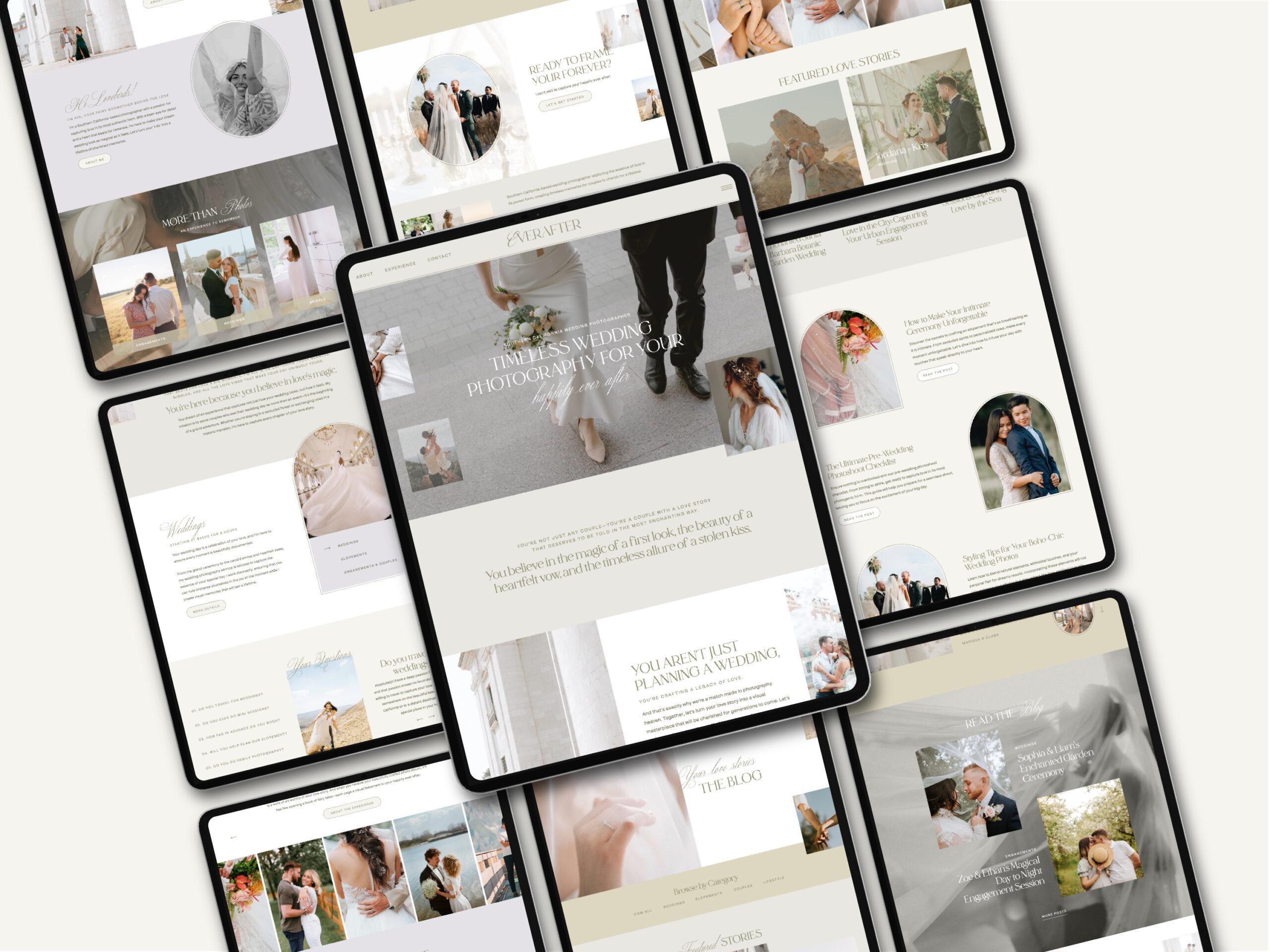 Everafter romantic Showit website template for wedding photographers
